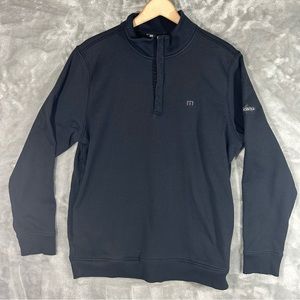 Travis Mathew Sweater Size Large 1/4 Zip Long Sleeve Black Lahontan Golf Club